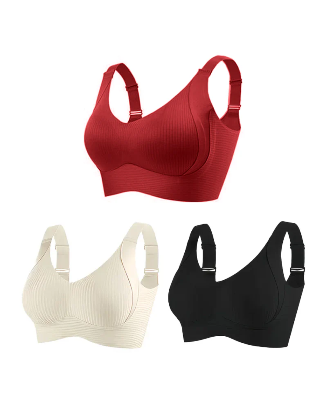 Women's Solid Color Four Rows Adjustable Wireless Bra