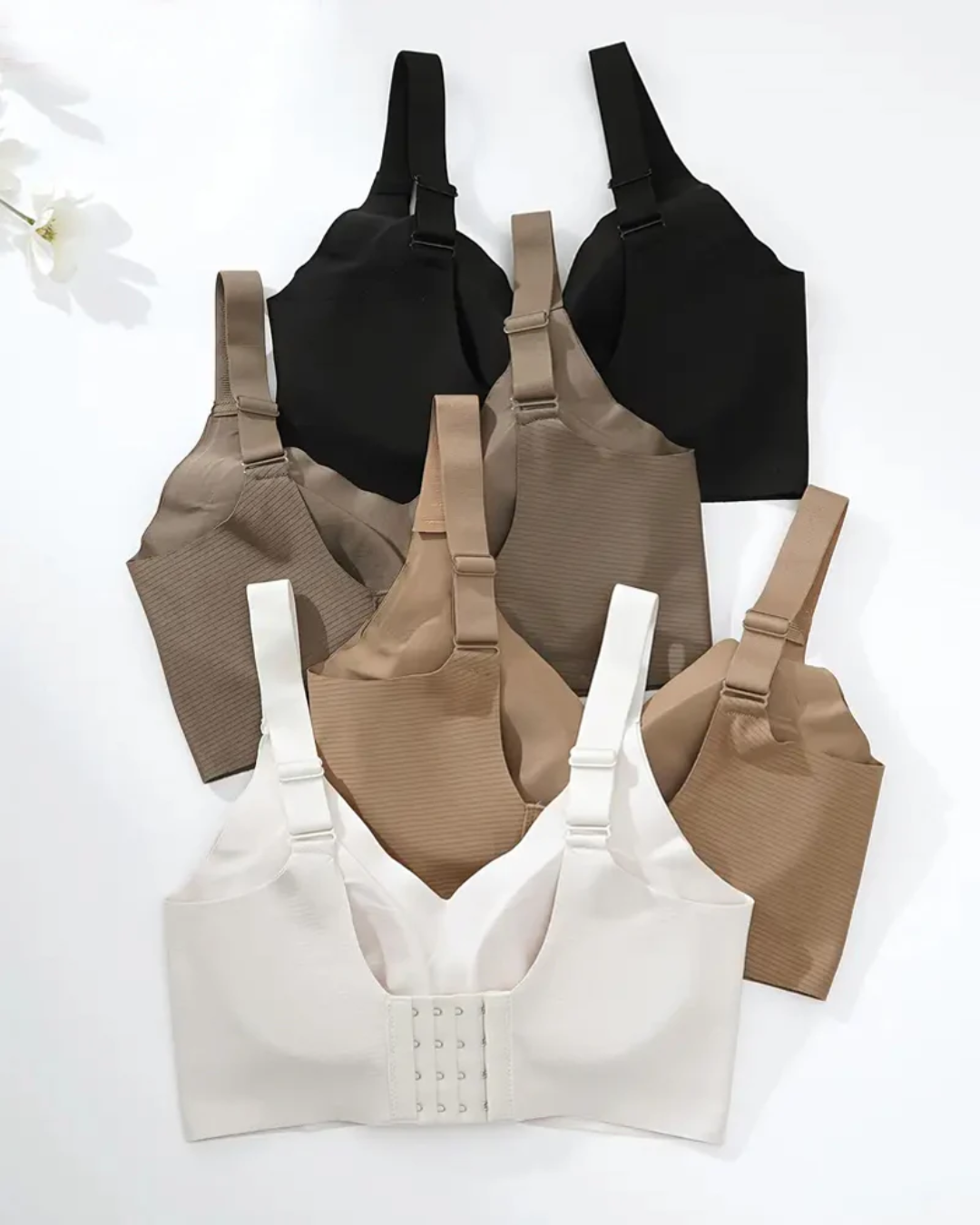 Women's Solid Color Four Rows Adjustable Wireless Bra