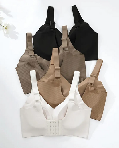 Women's Solid Color Four Rows Adjustable Wireless Bra