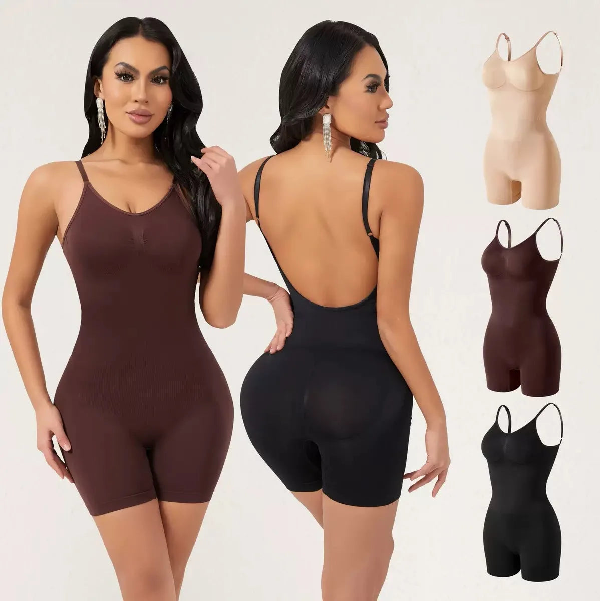 Seamless Backless Mid-Length Full Body Shaper