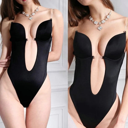 Bodysuit Shaper Suit Deep Neckline Front and Back with Padded Cup