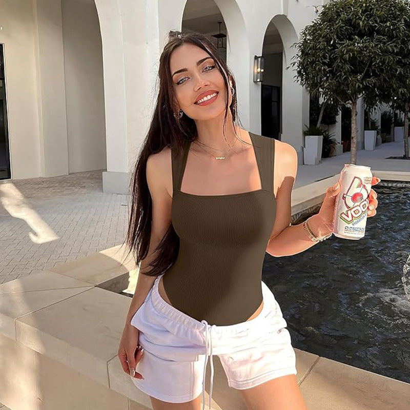 Square Neck Sleeveless Tummy Control Tank Tops Bodysuits