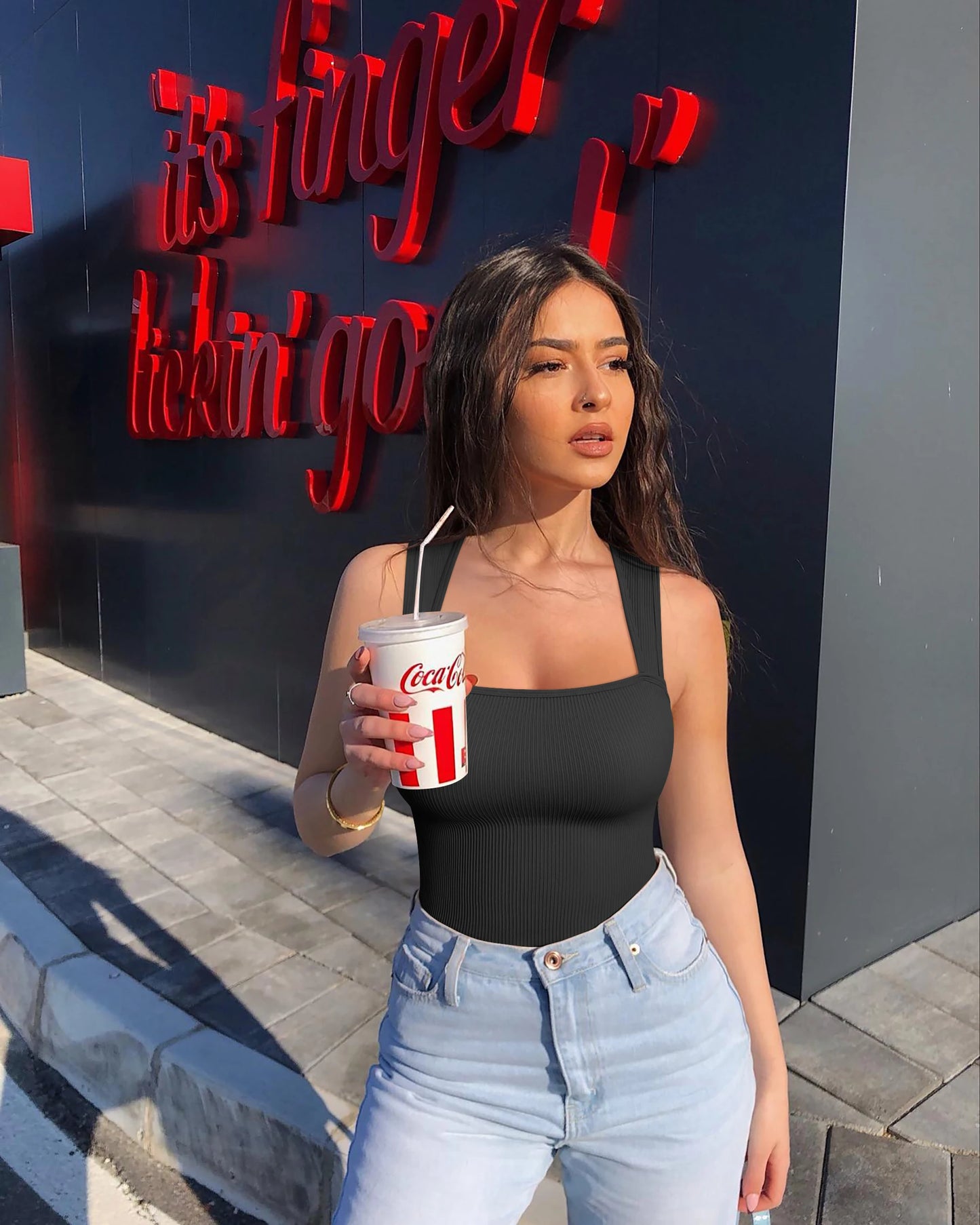 Square Neck Sleeveless Tummy Control Tank Tops Bodysuits